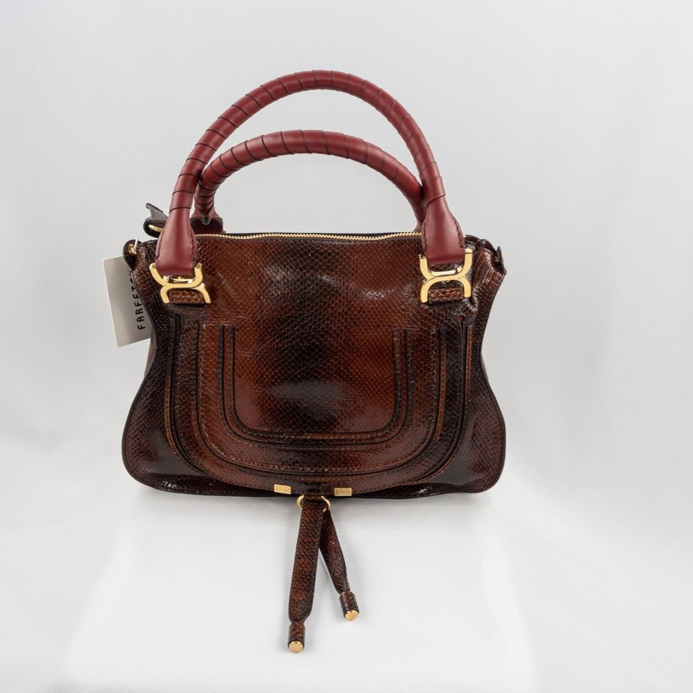 Chloe Marcie watersnake print top handle bag NWT